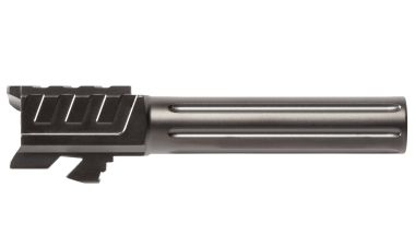 Barrel, Kiger-9c Pro, Flush Cut Crown, Fluted, Serrated Breech Block,  9mm, 416R Stainless Steel, DLC