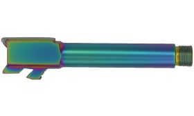 Barrel, Glock 19, Threaded 1/2-28, Gen 3, 9mm, 416R Stainless Steel, Rainbow PVD