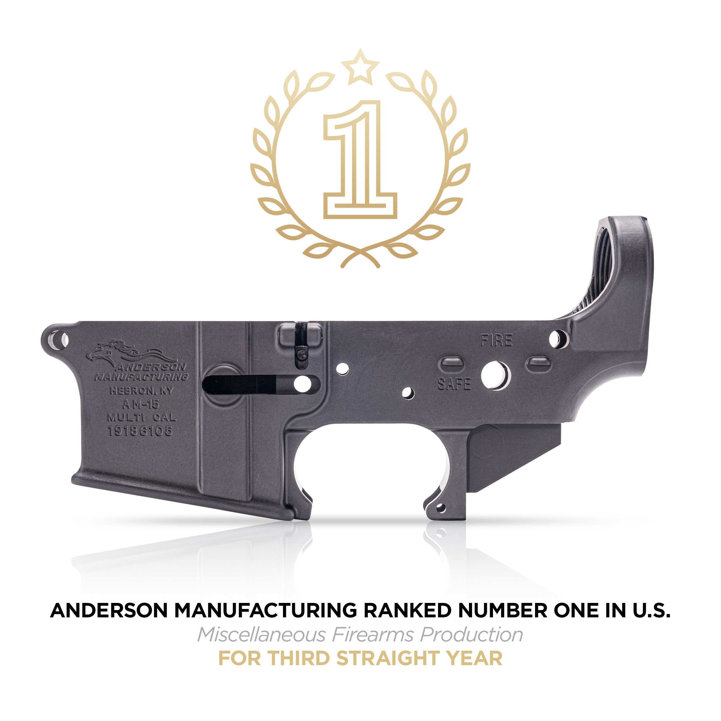 ANDERSON MANUFACTURING RANKED NUMBER ONE IN  U.S. MISCELLANEOUS FIREARMS PRODUCTION FOR THIRD STRAIGHT YEAR 